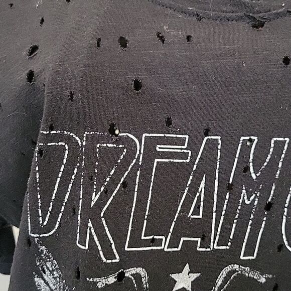 ZUTTER Black Dream On Dreamer T-Shirt with Holes Size Small - Picture 4 of 7